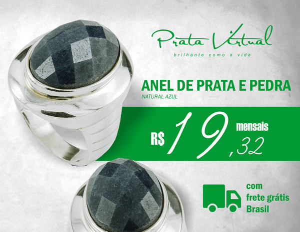 Anel Prata Pedra